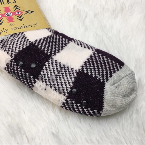 Simply Southern Camper Socks Buffalo Plaid Sherpa - Picture 4 of 5